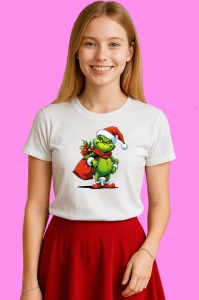Tricou Grinch Cu Cadouri, din bumbac 100% Copii | Dama | Barbat - Img 3