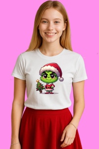 Tricou Grinch Dragalas Tinand Brad Mic, din bumbac 100%, tricou alb, Copii | Dama | Barbat - Img 3