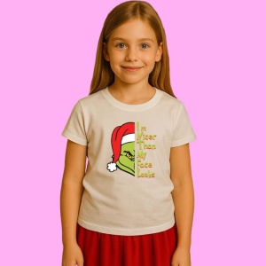 Tricou Grinch Im Nicer Than My Face Looks, din bumbac 100%, tricou alb, Copii | Dama | Barbat