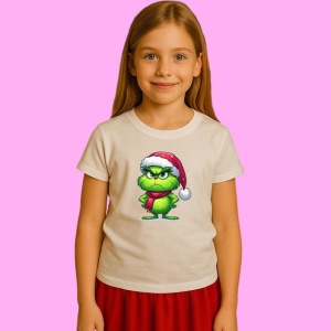 Tricou Grinch Incruntat Cu Caciula De Craciun, din bumbac 100%, tricou alb, Copii | Dama | Barbat - Img 2