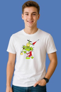 Tricou Grinch Nervos Cu Sanie Rosie, din bumbac 100%, tricou alb, Copii | Dama | Barbat - Img 2