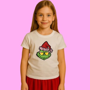 Tricou Grinch Santa Cozy Face, din bumbac 100%, tricou alb, Copii | Dama | Barbat