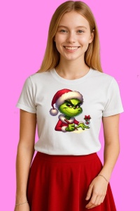 Tricou Grinch Scrie Lista De Craciun, din bumbac 100%, tricou alb, Copii | Dama | Barbat