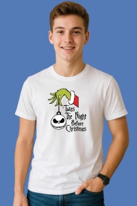 Tricou Grinch The Night Before Christmas For Cricut, din bumbac 100%, tricou alb, Copii | Dama | Barbat - Img 3