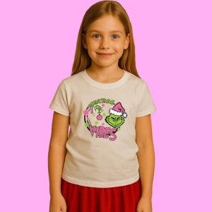 Tricou Grinchmas Vibes Festive, din bumbac 100%, tricou alb, Copii | Dama | Barbat
