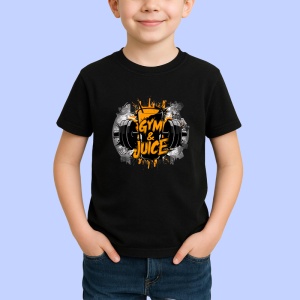 Tricou Gym And Juice Ilustratie Haltere, Copii | Dama | Barbat, culoare negru - Img 2