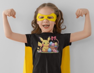 Tricou Haios Copii Personalizat - Easter Pikachu - Cadou - Img 2