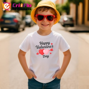 Tricou Happy Valentines Day Inimi Roz V2, din bumbac 100% , tricou alb pentru Copii | Dama | Barbat - Img 4