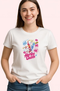 Tricou harley quinn cu bata si urme de ruj, Copii | Dama | Barbat - Img 4