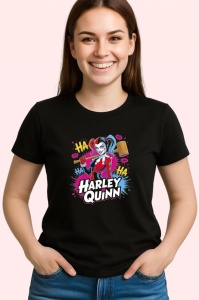 Tricou Harley quinn nebunie roz cu ha ha, Copii | Dama | Barbat , tricou negru