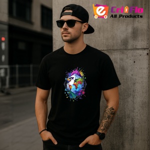 Tricou Harta Lume Colorata Design Abstract, Copii | Dama | Barbat, culoare negru - Img 6