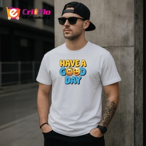 Tricou Have A Good Day Soare Zambitor Font Galben Albastru, din bumbac 100% , tricou alb pentru Copii | Dama | Barbat - Img 9