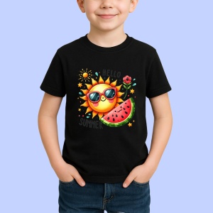 Tricou Hello summer cu soare si felie de pepene grafica vesela Copii | Dama | Barbat Barbat - Img 6