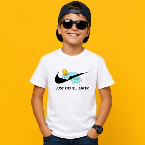 Tricou Homer Simpson Lazy Vibe Logo Gri Just Do It Later Urban, din bumbac 100% Copii | Dama | Barbat - Img 2