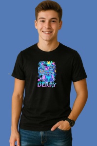 Tricou Huntrix K Pop Hunters Demon Derpy Pisica Tripla Stil Neon, din bumbac 100%, tricou negru, Copii | Dama | Barbat - Img 3