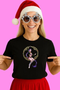 Tricou Huntrix K Pop Hunters Demon Fata Elfa Cerc Coronita Craciun, din bumbac 100%, tricou negru, Copii | Dama | Barbat - Img 2