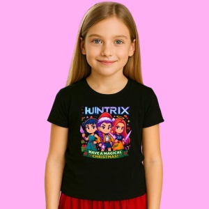 Tricou Huntrix K Pop Hunters Demon Have A Magical Christmas Poster, din bumbac 100%, tricou negru, Copii | Dama | Barbat