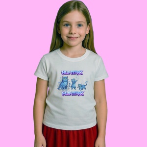 Tricou Huntrix K Pop Hunters Demon Logo Huntrix Pisici Albastre, din bumbac 100%, tricou alb, Copii | Dama | Barbat - Img 2