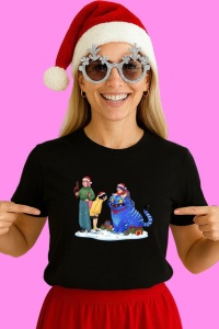 Tricou Huntrix K Pop Hunters Demon Personaj Copil Cu Pisica Albastra, din bumbac 100%, tricou negru, Copii | Dama | Barbat
