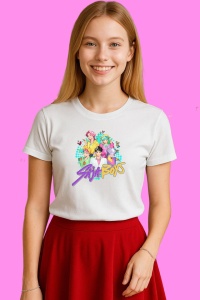 Tricou Huntrix K Pop Hunters Demon Saja Boys Colaj Artistic, din bumbac 100%, tricou alb, Copii | Dama | Barbat - Img 3