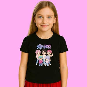 Tricou Huntrix K Pop Hunters Demon Saja Boys Copii Chibi, din bumbac 100%, tricou negru, Copii | Dama | Barbat - Img 2