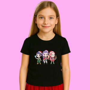 Tricou Huntrix K Pop Hunters Demon Trio Chibi Fete Tinute Festiv, din bumbac 100%, tricou negru, Copii | Dama | Barbat