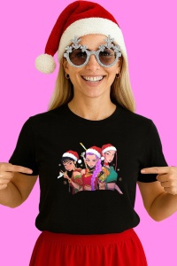 Tricou Huntrix K Pop Hunters Demon Trio Fete Cu Accesorii Craciun, din bumbac 100%, tricou negru, Copii | Dama | Barbat - Img 3