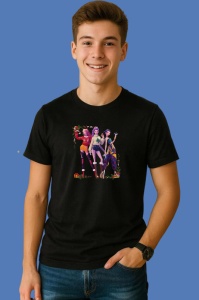 Tricou Huntrix K Pop Hunters Demon Trio Fete Full Body Craciun, din bumbac 100%, tricou negru, Copii | Dama | Barbat