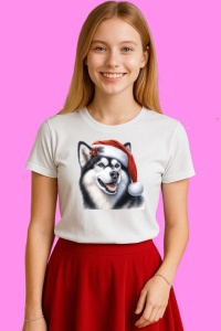 Tricou Husky Craciun Zambitor, din bumbac 100%, tricou alb, Copii | Dama | Barbat - Img 3