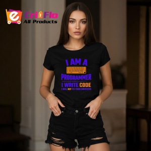 Tricou i am a programmer i write code mesaj ironic calculator, Copii | Dama | Barbat , tricou negru - Img 3