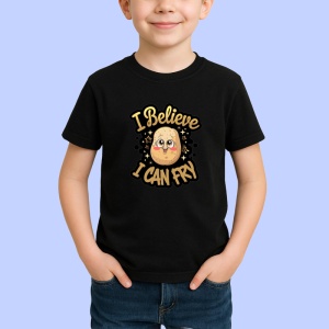 Tricou I Believe I Can Fry Cartof Personaj, Copii | Dama | Barbat, culoare negru - Img 2