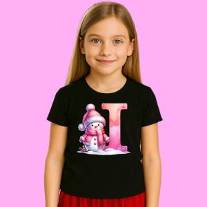 Tricou I Litera Craciun Roz Cu Om De Zapada Fulgi De Zapada, din bumbac 100% Copii | Dama | Barbat - Img 3
