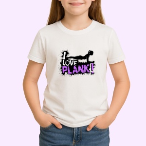 Tricou I Love Plank Alb Negru, Copii | Dama | Barbat - Img 2