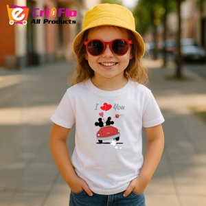 Tricou I Love You Mickey In Masina Rosie, din bumbac 100% , tricou alb pentru Copii | Dama | Barbat - Img 5
