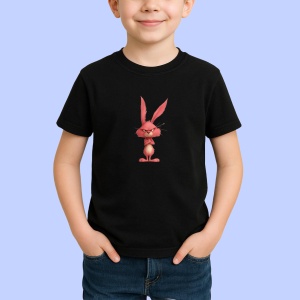 Tricou iepure roz Negru, Copii | Dama | Barbat