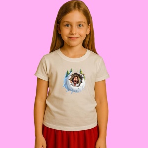 Tricou Iisus Cu Fundal Alb Si Braduti Craciun 3, din bumbac 100% Copii | Dama | Barbat