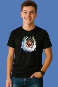 Tricou Iisus Cu Fundal Alb Si Braduti Craciun 3, din bumbac 100% Copii | Dama | Barbat