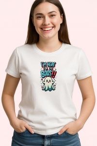 Tricou Im Here For The Boos Fantoma Amuzanta, din bumbac 100% , tricou alb pentru Copii | Dama | Barbat - Img 2