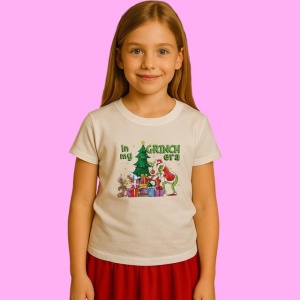 Tricou In My Grinch Era Funny Christmas Movie, din bumbac 100%, tricou alb, Copii | Dama | Barbat - Img 2