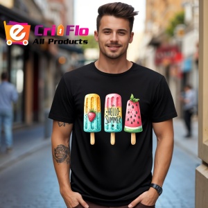 Tricou Inghetata colorata text hello summer stil fresh si jucaus Copii | Dama | Barbat Barbat - Img 18