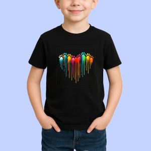Tricou Inima labute catei Negru, Copii | Dama | Barbat