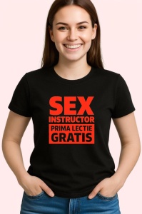 Tricou Instructor prima lectie gratis, Copii | Dama | Barbat , tricou negru - Img 3