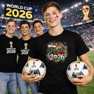 Tricou Iran World Cup 2026 Fifa, din bumbac 100%, tricou negru, Copii | Dama | Barbat - Img 7