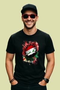 Tricou Iraq Steag Splash Art, Copii | Dama | Barbat, culoare negru