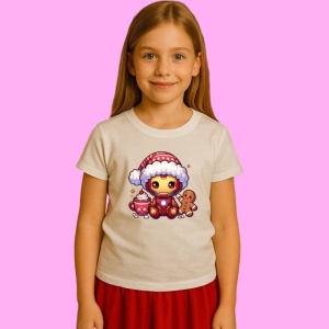 Tricou Iron Man Christmas Cu Cana Si Biscuit, din bumbac 100%, tricou alb, Copii | Dama | Barbat - Img 2