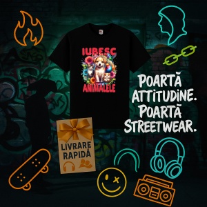 Tricou Iubesc Animalele, natura si tot ce ne inconjoara Negru, Copii | Dama | Barbat - Img 4