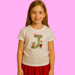 Tricou J Litere Craciun Cu Mos Si Grinch, din bumbac 100% Copii | Dama | Barbat - Img 3