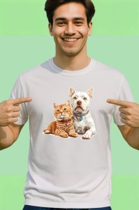 Tricou Jack Russell Terrier si pisica tabby echipa vesela Copii | Dama | Barbat Barbat - Img 2