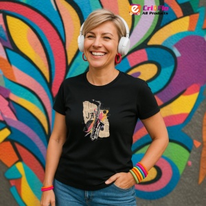 Tricou Jazz Saxofon Retro Cool, Copii | Dama | Barbat, culoare negru