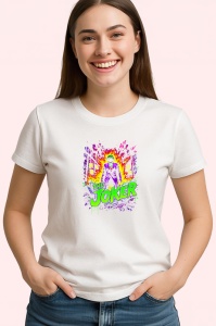 Tricou joker oras in flacari fundal rosu si galben, Copii | Dama | Barbat - Img 4